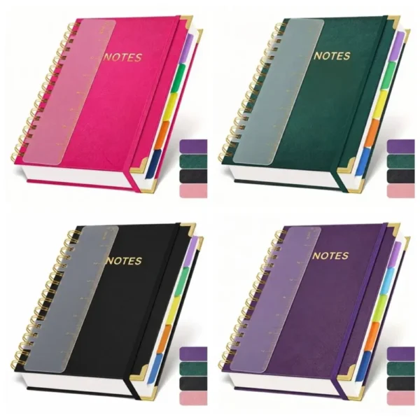 A5 Spiral Notebook with Tabs (300 Pages)