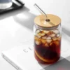 S2dbe1fa2d74b4fee8e108863a4613c0bK.webp Glass Can Cup with Bamboo Lid and Straw
