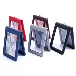Folding Leather Card Holder with Lanyard