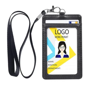 Vertical PU Leather Badge Holder