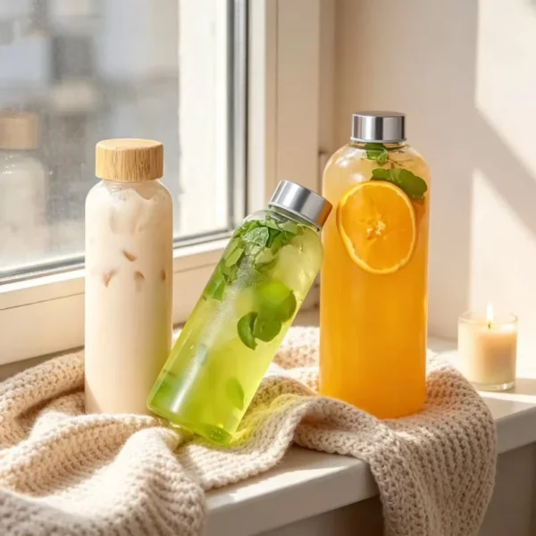 Glass Bottle with Bamboo Lid