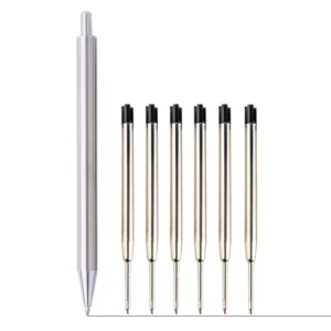 Retractable Metal Pen with 6 Refills