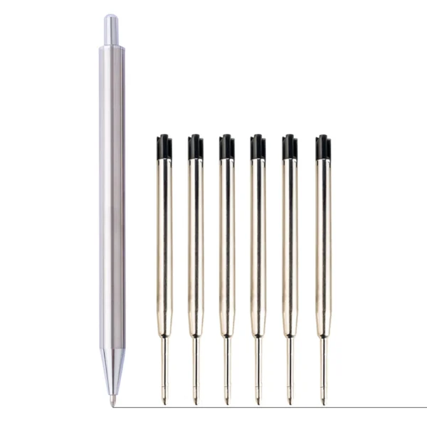 Retractable Metal Pen with 6 Refills