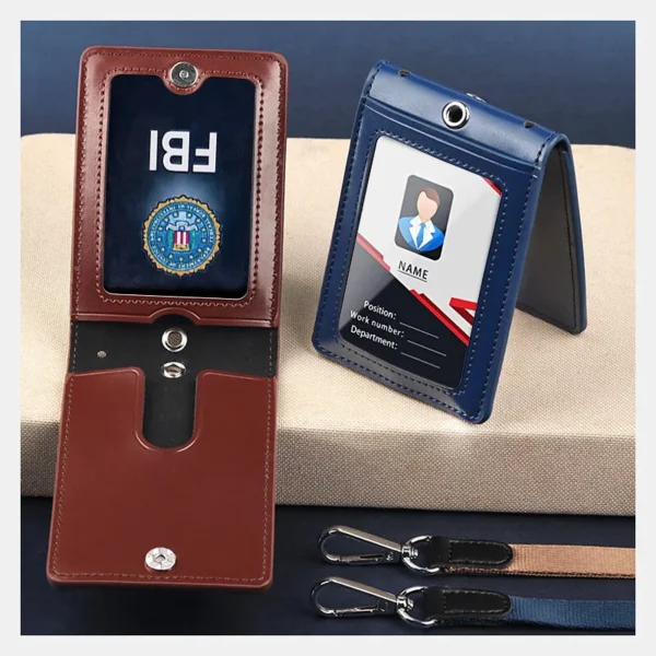Genuine Leather ID Badge Holder