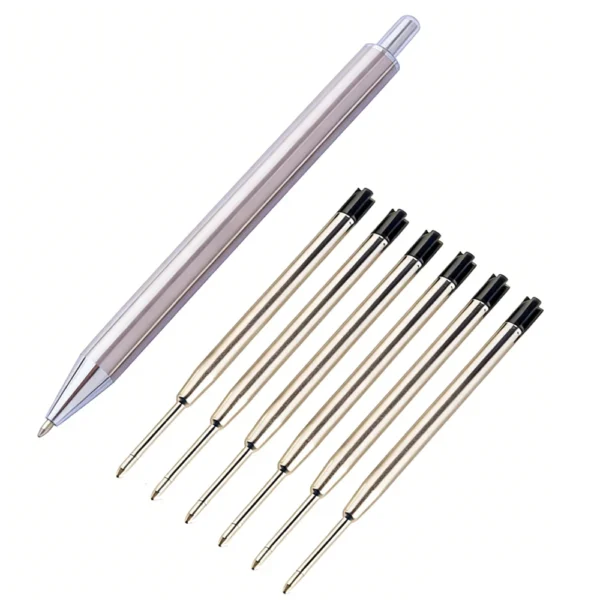 Retractable Metal Pen with 6 Refills