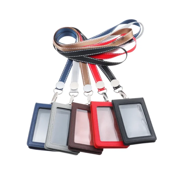 Folding Leather Card Holder with Lanyard