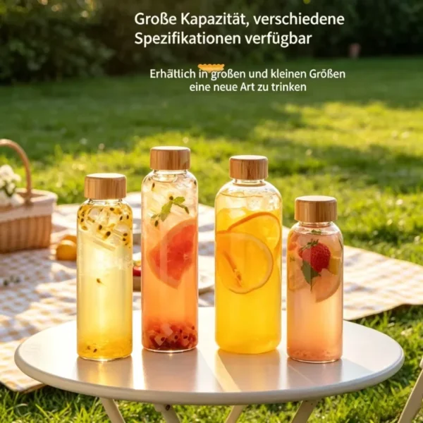 Glass Bottle with Bamboo Lid